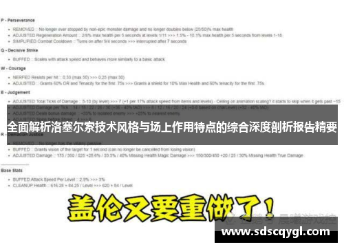 全面解析洛塞尔索技术风格与场上作用特点的综合深度剖析报告精要